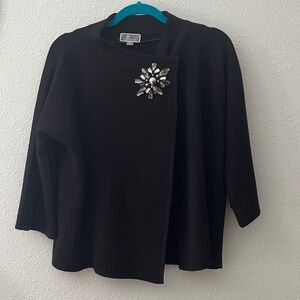 JM Collection Black Cardigan Sweater Jacket with Rhinestone snap closure
Sz PL